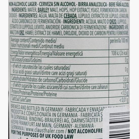 Bere blondă premium nefiltrată fără alcool sticlă 0.33l