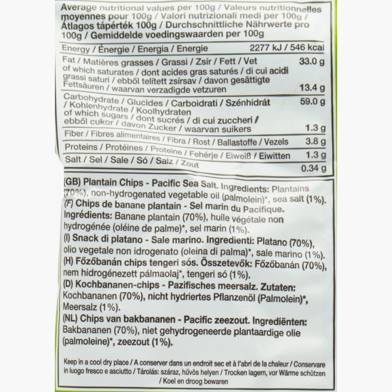Chipsuri din banane plantain cu sare de mare din Pacific 75g