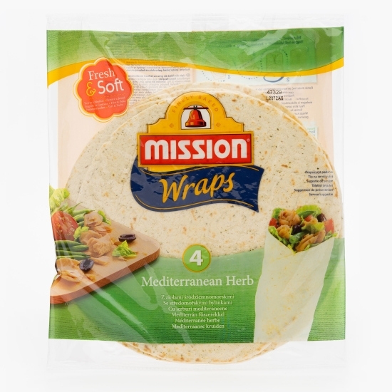 Lipii din făină de grâu cu ierburi mediteraneene Wraps, 4 buc 245g