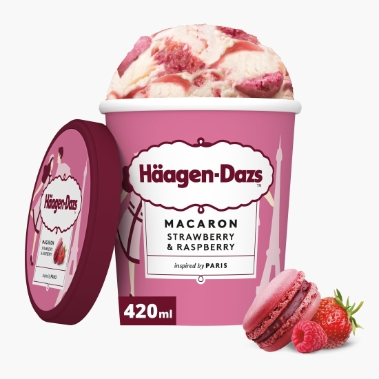 Înghețată cu căpșuni, zmeură și macaron 420ml