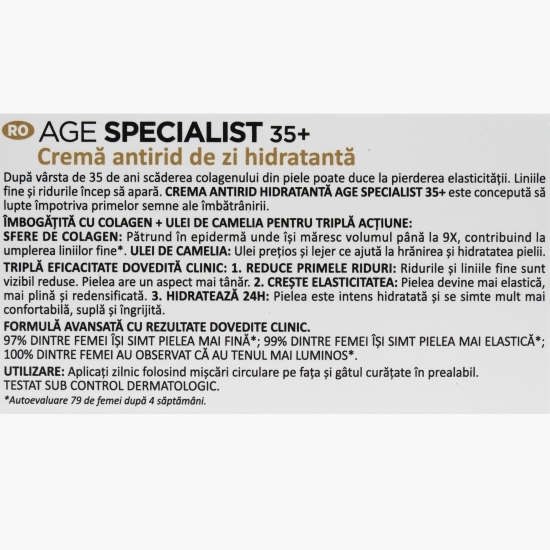Cremă antirid hidratantă de zi, 35+ Age Specialist 50ml