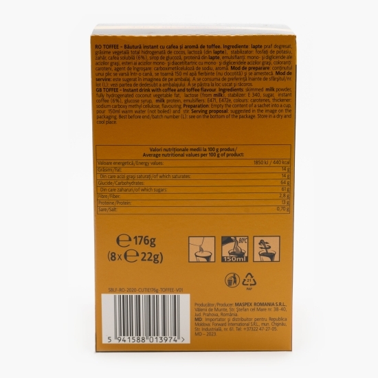 Cappuccino Toffee, plicuri 8x22g, băutură instant 
