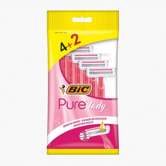Aparat de ras Pure Lady 3 lame, 6 buc