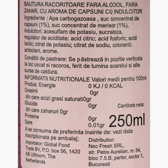 Băutură carbogazoasă căpșuni, fără zahăr, 0.25l