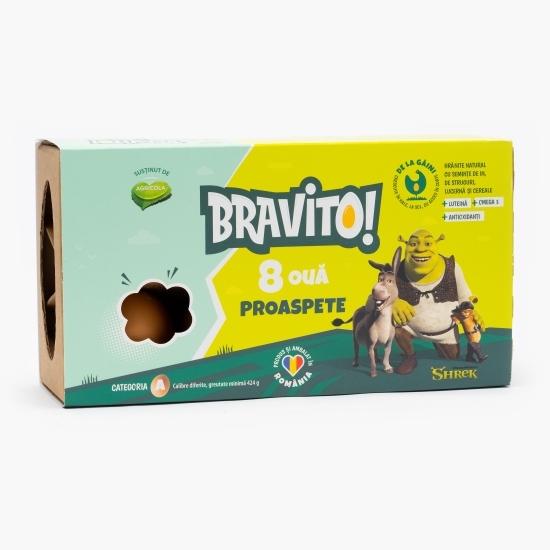 Ouă proaspete de la găini crescute la sol, calibre diferite, 8 buc