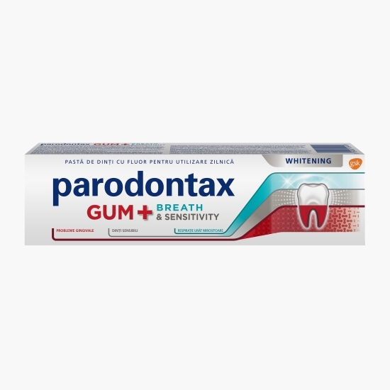 Pastă de dinți Gum+ Breath & Sensitivity Whitening, 75ml