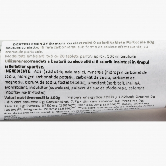 Băutură cu electroliți cu aromă de portocale 80g 20 tablete