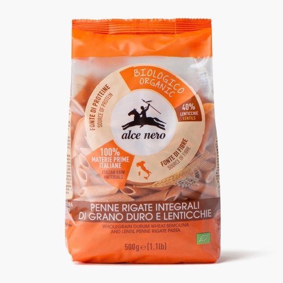 Paste Penne integrale din grâu dur și linte eco 500g