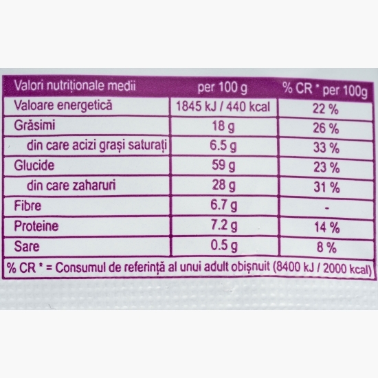 Baton cu ovăz, ciocolată și merișoare 58g