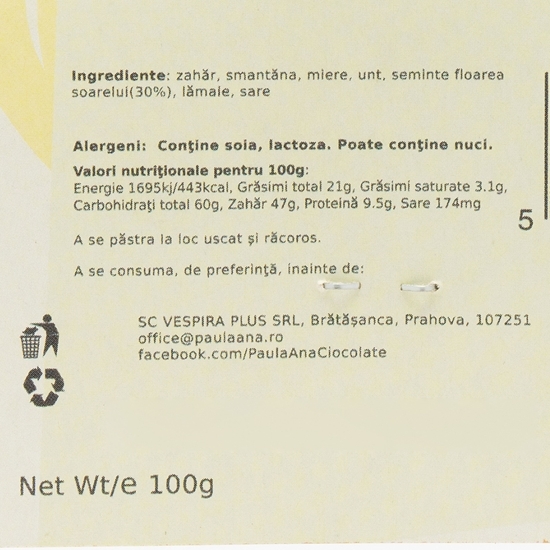 Caramele cu semințe de floarea-soarelui 100g