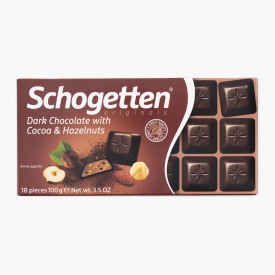 Ciocolată neagră cu cacao și alune 100g