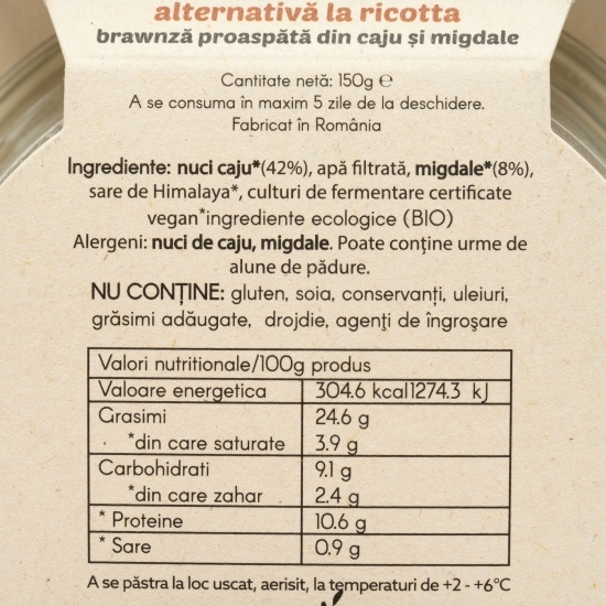 Specialitate Marmotta brawnză proaspătă din caju și migdale eco 150g