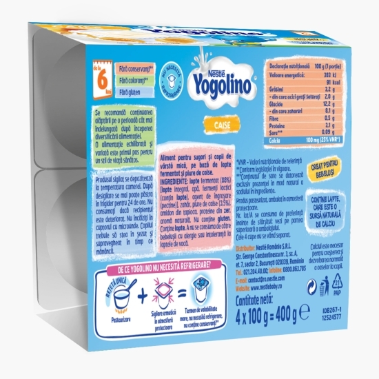 Gustare cu lapte și caise, +6 luni, 4x100g