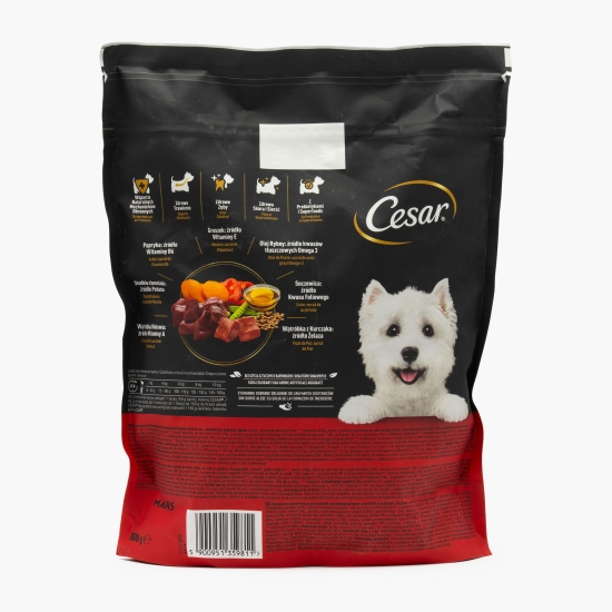 Hrană uscată pentru câini adulți de talie mică 800g, cu vită și pasăre