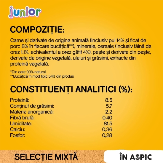 Hrană umedă pentru câini juniori, 4x100g, selecție de carne cu orez în aspic