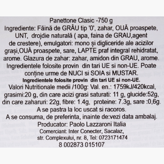Pandoro Clasic, în cutie metalică 750g