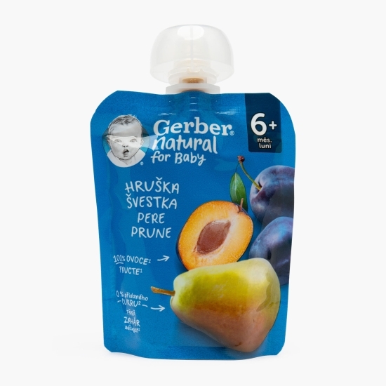 Piure natural de prune și pere 90g, +6 luni  