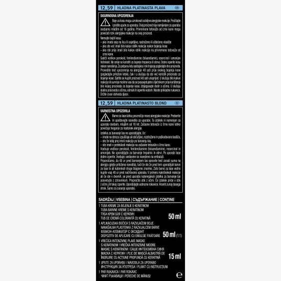 Vopsea de păr permanentă Cool and Ashy, 12-59 blond rece platinat, 115ml