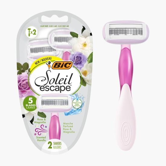 Aparat de ras pentru femei Soleil Escape cu 5 lame, Trandafir & Magnolie, 2 buc