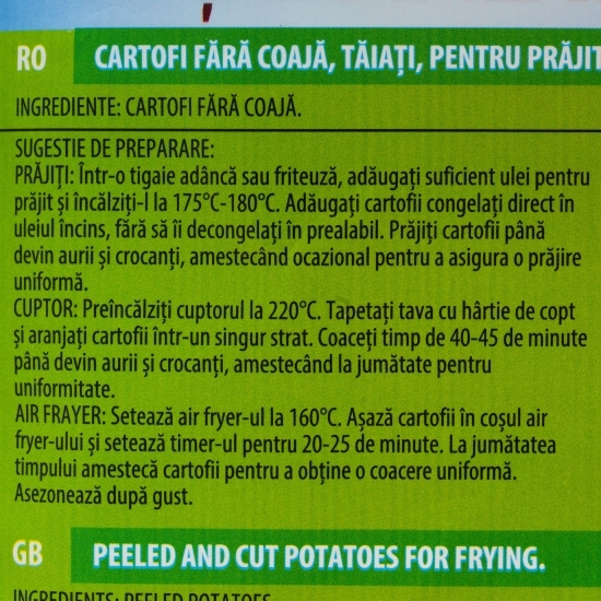 Cartofi fără coajă tăiați 1kg