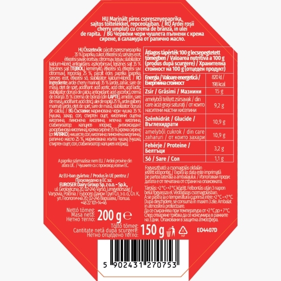 Ardei cherry umpluți cu brânză proaspătă 200g