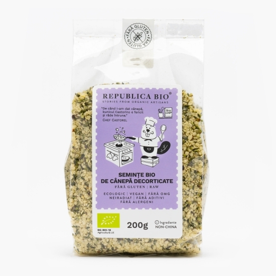 Semințe ecologice de cânepă, decorticate, fără gluten 200g
