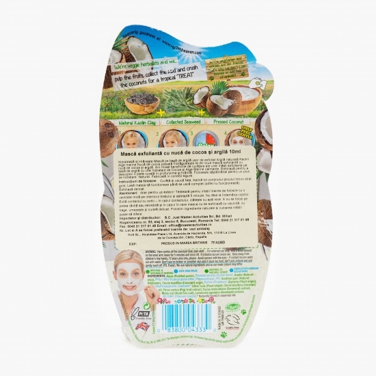 Mască de față exfoliantă cu nucă de cocos și argilă 10ml