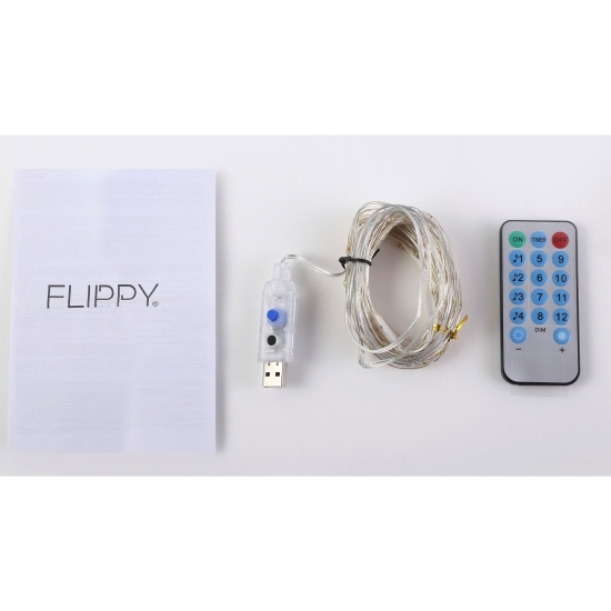 Instalație Crăciun, 2m, 20 LED-uri, multicolor, telecomandă 8 funcții, USB, fir cupru, liniar