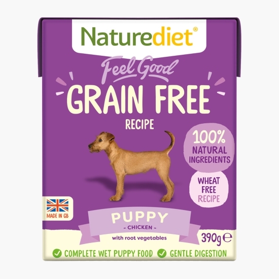 Hrană umedă pentru câini, pate fără cereale, 390g, Feel Good Puppy cu pui și legume rădăcinoase