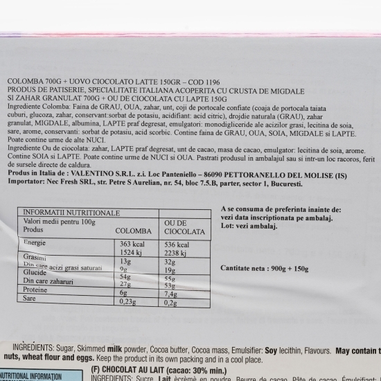 Cutie cadou colomba traditionale 700g + ou de ciocolată cu lapte 150g 