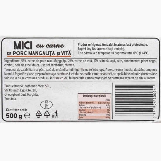 Mici din carne de mangalița și vită 500g