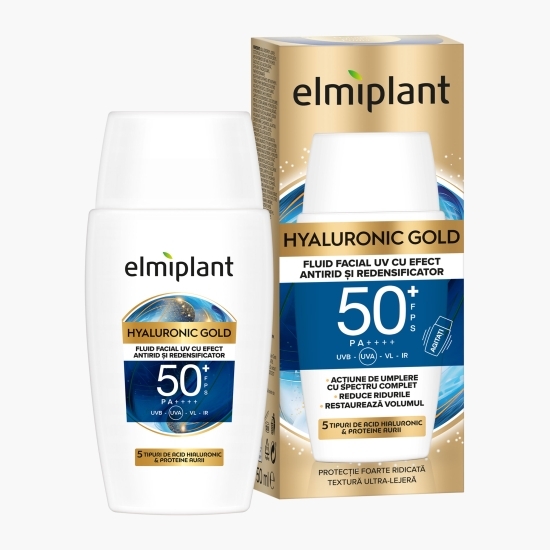 Cremă de zi cu efect antirid și redensificator Hyaluronic Gold SPF 50+, 50ml  