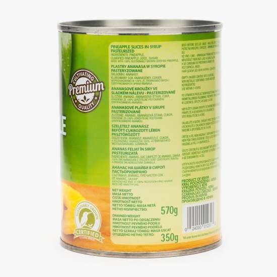Ananas rondele în sirop, conservă 570g