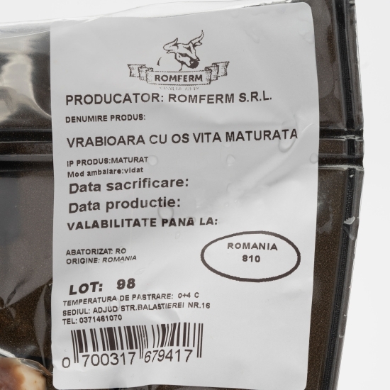 Vrăbioară vită cu os maturată 30 zile 500g