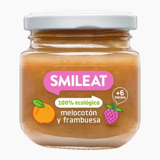 Piure eco din piersici și zmeură, +6 luni, 130g