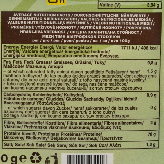 Pudră proteică eco de mazăre 78%, 200g