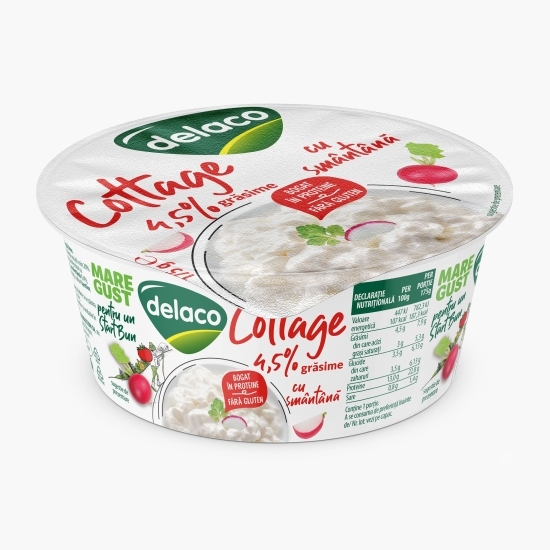 Brânză Cottage cu smântână, 4.5% grăsime, 175g