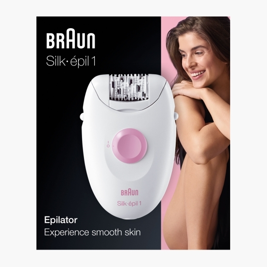 Epilator Braun Silk-epil 1-170, 20 pensete, capete Soft Lift, alb/roz