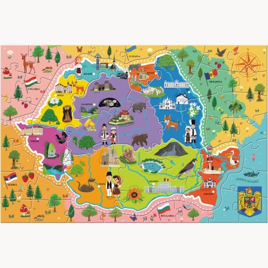 Puzzle educațional-Harta României 4+ ani