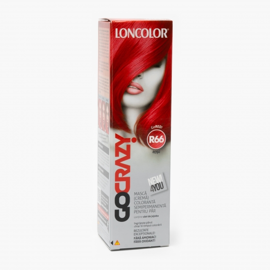Mască (cremă) colorantă semipermanentă pentru păr R66 roșu GoCrazy 100ml