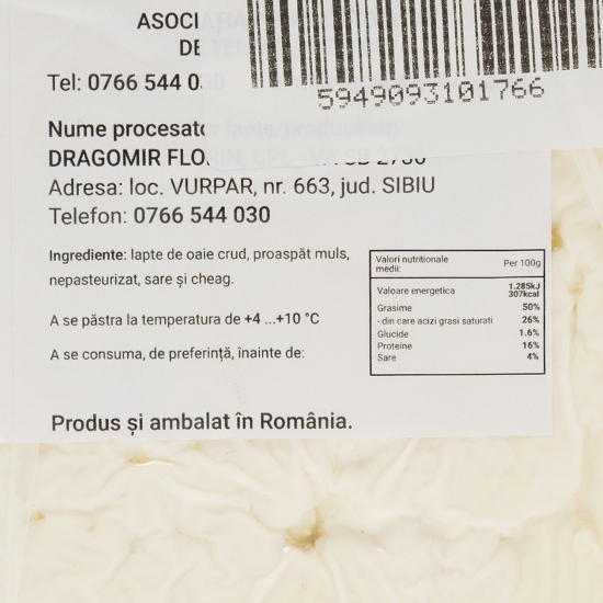 Telemea maturată de oaie de Sibiu 400g