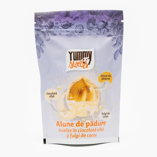 Alune de pădure învelite în ciocolată albă și fulgi de cocos 100g
