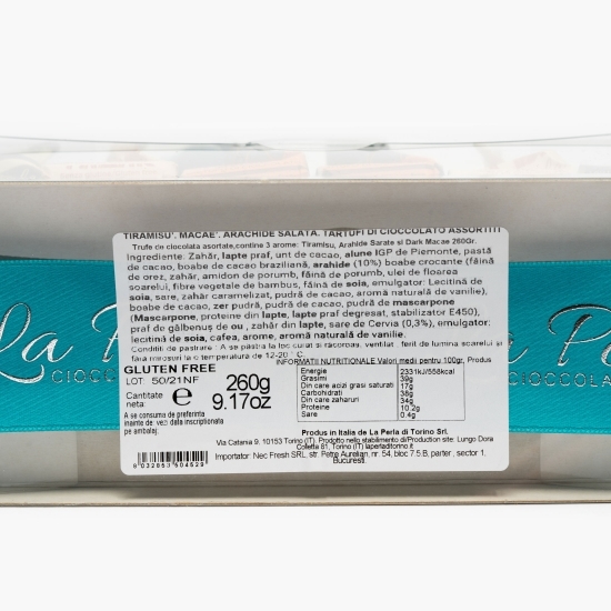 Trufe de ciocolată asortate (arome tiramisu, arahide sărate, Dark Macae) 260g