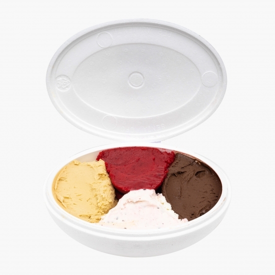 Înghețată italiană artizanală (gelato) ciocolată Peru, fistic Sicilia, cireșe amare, vișine 1kg
