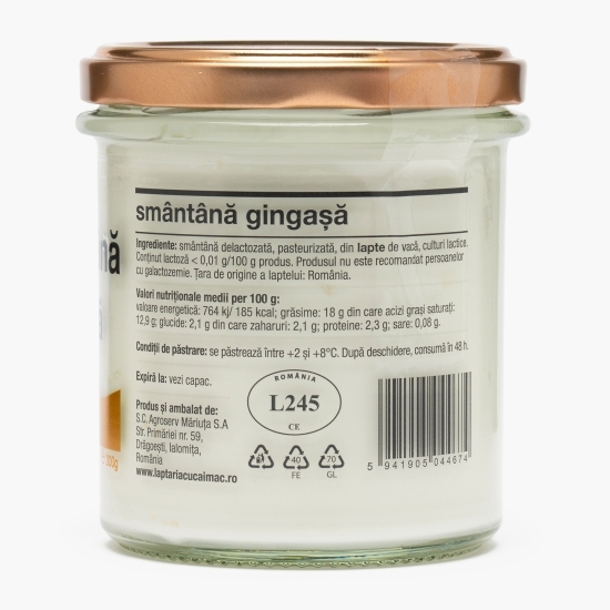 Smântână gingașă fără lactoză, 18% grăsime, 300g