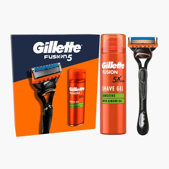 Set cadou Fusion5:  aparat de ras + gel de ras Fusion Ultra Sensitive 200ml