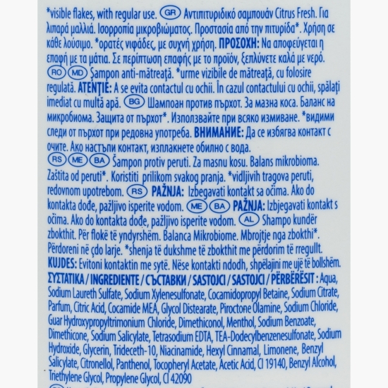 Șampon anti-mătreață pentru păr gras Citrus Fresh 0.25l