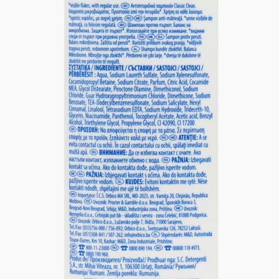 Șampon anti-mătreață Classic Clean 0.25l