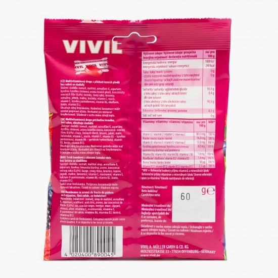 Bomboane multivitamine cu fructe de pădure, fără zahăr 60g