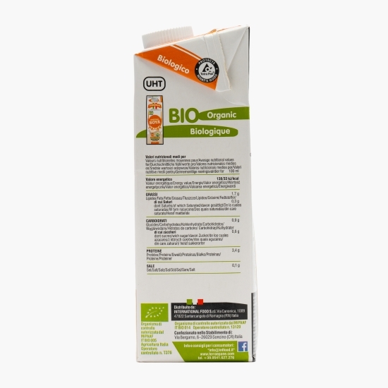 Băutură vegetală eco din soia integrală + calciu (fără zahăr), 1l